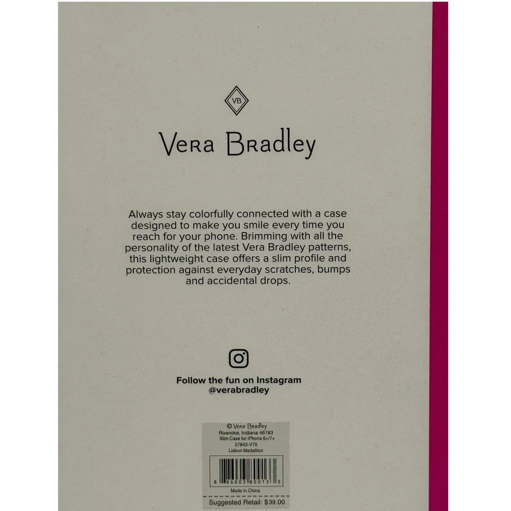 Vera Bradley Lisbon Medallion Slim Case for iPhone 6 Plus 7‎ Plus 27843-V76 NEW